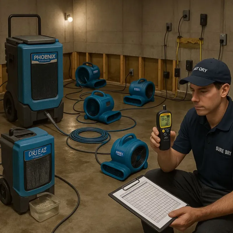 Structural Drying and Dehumidification process in Pecan Acres, TX